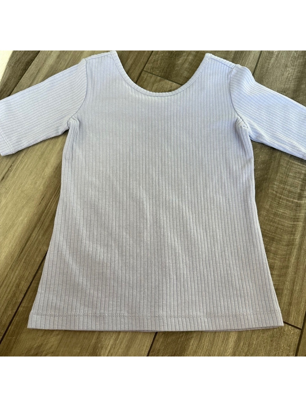Hanna Andersson Purple Ribbed Knit Quarter Sleeve Top Shirt US 8 130cm